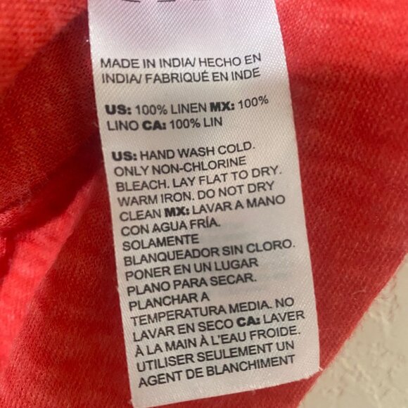 Chicos Linen Tunic Top Size 3 US XL Red V-Neck Lightweight Holiday - Picture 7 of 8